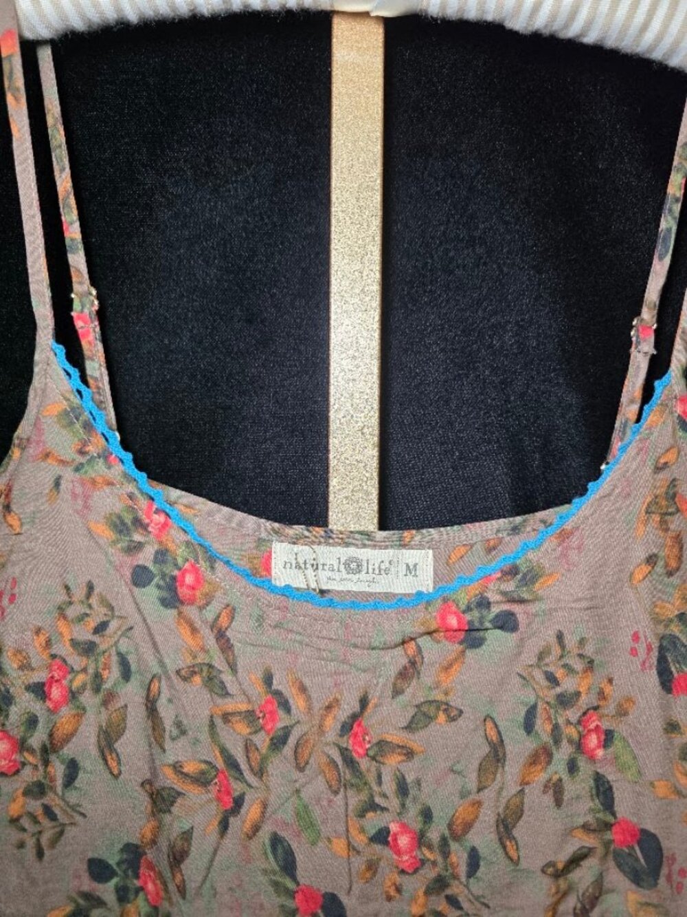 NWT Natural Life Gigi Mini Dress - Grey Orange Roses M - Picture 3 of 8